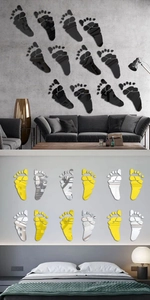 Waterproof acrylic mirror wall stickers in footprint shape for creative home decor