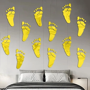 Acrylic Footprint Mirror Wall Stickers Waterproof 3D Surface Wall Decals For Living Room Bedroom Bathroom Home Decorative Art