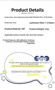 Specifications of 30cm glow-in-the-dark moon wall sticker made of PET material