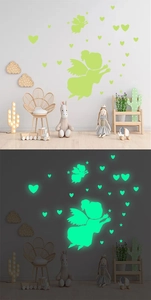 Glow in the dark wall stickers showing day and night green fluorescence effect for kids