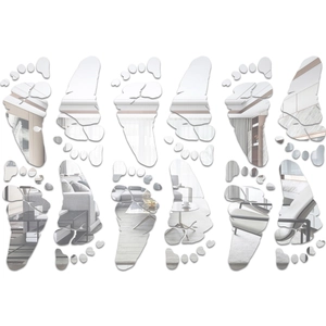 Set of 12 mirror footprint wall stickers for modern living room and bedroom decor