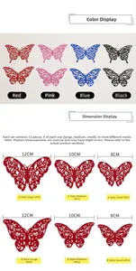 Tableau des tailles pour lot de 12 stickers muraux papillon 3D de 8cm, 10cm et 12cm