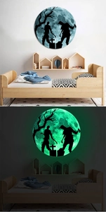 Glow in the dark Halloween wall sticker showing full moon and graveyard silhouette
