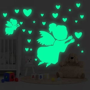 Glow In The Dark Angel Heart Star Wall Stickers For Kids Room Bedroom Ceiling Luminous PVC Fluorescent Decals DIY Home Decor