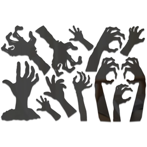 Macro detail of acrylic mirror surface reflecting room on Halloween monster hand wall stickers