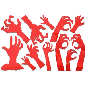 Set of blood red zombie hand silhouette wall decals for spooky Halloween wall decoration
