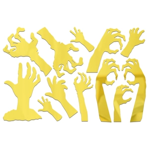 Set of bright yellow acrylic monster hand stickers for Halloween wall decorations