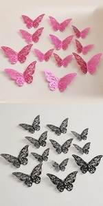 Vue détaillée des motifs évidés découpés au laser sur les stickers muraux papillon 3D