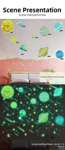 Solar system luminous wall stickers set with stars and glowing planets for kids bedroom
