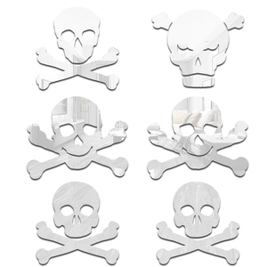 Macro detail of acrylic mirror skull wall stickers with high reflective finish