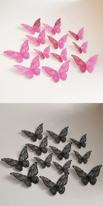 Détails de stickers muraux papillons 3D évidés avec motifs découpés au laser et ailes