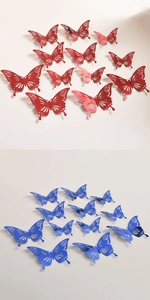 Détail de stickers muraux papillons 3D avec motifs de roses découpés au laser précis
