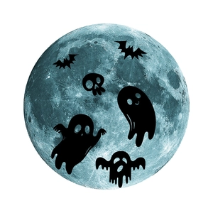 Luminous Halloween wall sticker featuring a moon with bats and ghosts for kids room decor