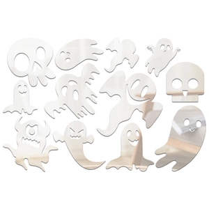 Ghost and skull acrylic mirror wall stickers for Halloween home decor and party layout