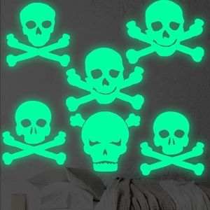 Adesivi Murali a Forma di Teschio di Halloween Luminosi Adesivi in ​​PVC Che Si Illuminano al Buio Per la Decorazione di Feste in Camera da Letto e Soggiorno