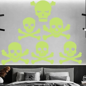Adesivi murali teschio luminosi per decorazione camera da letto Halloween fluorescente
