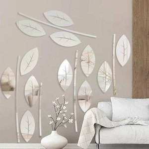 Abstract Leaf Acrylic Mirror Wall Stickers DIY Modern 3D Art Decals For Living Room Bedroom Bathroom Home Decoration