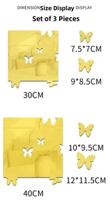 Size chart for acrylic butterfly mirror wall stickers with 30cm and 40cm dimensions