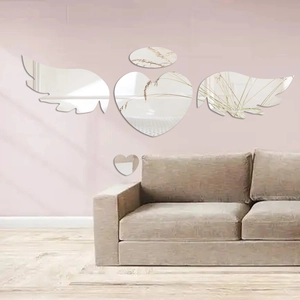 Creative heart and angel wings acrylic mirror wall stickers for cozy home decor