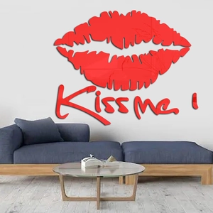 3D Acrylic Mirror Wall Sticker Lips Kiss Me Pattern DIY Removable Decal For Living Room Bedroom Home Wall Decoration
