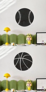 Détail de stickers muraux miroirs en acrylique noir pour basket-ball et baseball déco
