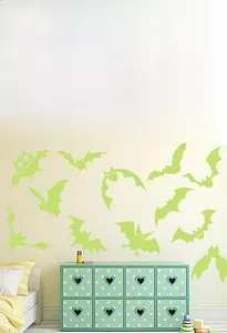 Luminous bat wall stickers glowing in the dark for Halloween home interior decoration