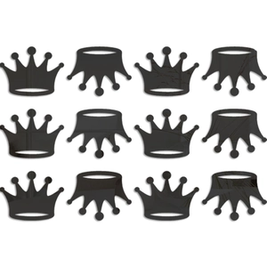 Set of 12 black acrylic crown mirror wall stickers with marble texture for kids rooms