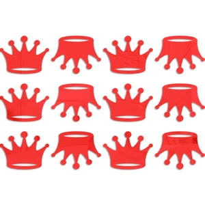 Set of 12 red crown mirror wall stickers with reflective finish for home wall decor