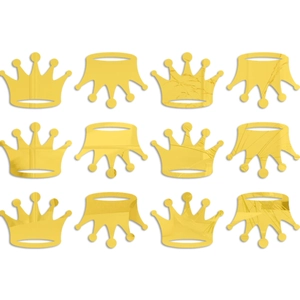 Detailed grid view of twelve golden crown mirror wall stickers for room decoration