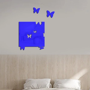Blue 3D butterfly mirror wall stickers for modern living room bedroom wall decor