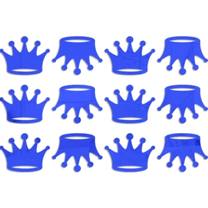 Set of 12 blue crown mirror wall stickers with reflective finish for room decor