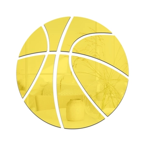 Sticker mural miroir basketball jaune en acrylique avec design géométrique 3D pour décor