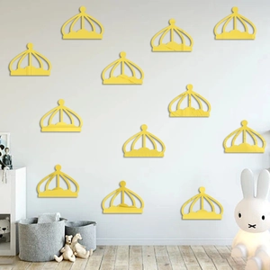 Acrylic Mirror Wall Stickers Crown Shape Self Adhesive Removable Decals For Kids Room Nursery Bedroom Home Decoration