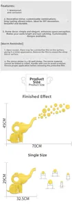 Detailed dimension guide for elephant mirror wall decals including various dot sizes
