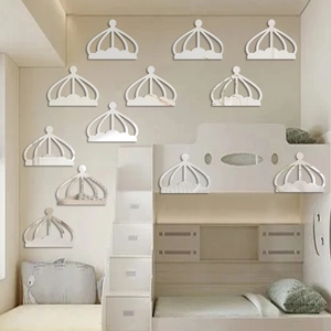 Set of 12 crown acrylic mirror wall stickers for creative bedroom decor