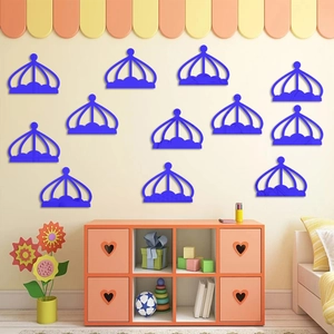 Set of 12 royal blue crown acrylic mirror wall stickers for kids bedroom decor