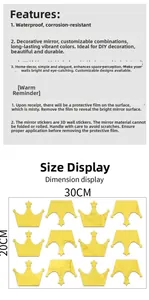 Lot de 12 stickers muraux miroirs couronne dorés, 30x20cm, décoration DIY autocollante