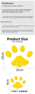 Detailed size specifications for yellow footprint acrylic mirror wall stickers