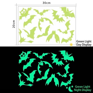Luminous Halloween bat wall stickers with glow in the dark effect for home decoration