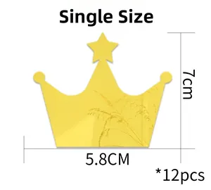 Spécifications de taille pour 12 stickers muraux miroir acrylique en forme de couronne