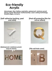 Detailed view of champagne gold acrylic mirror wall sticker with waterproof backing