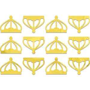 Set of 12 gold crown acrylic mirror wall stickers for creative home and room decor