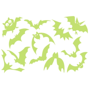 Luminous Halloween bat wall stickers set with glowing silhouettes for home decoration