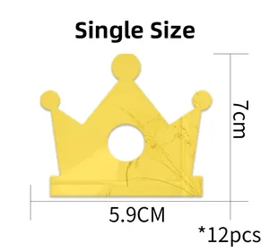 Mirror gold crown wall stickers measuring 5.9x7cm each, set of 12 pieces