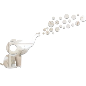 Detail of creative elephant mirror wall stickers with reflective bubbles for home decor