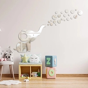 3D Elephant Blowing Bubbles Acrylic Mirror Wall Sticker Waterproof DIY Removable Wall Decal For Kids Room Living Room Decor