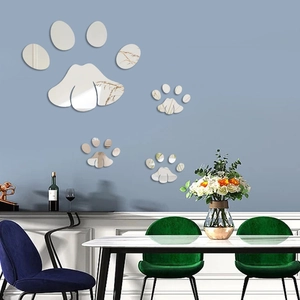 Acrylic Mirror Paw Print Wall Sticker DIY Animal Footprint Mirror Decal For Kids Room Bathroom Living Room Home Decor