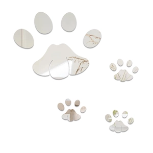 Acrylic animal paw print mirror wall stickers for kids room and bathroom decor