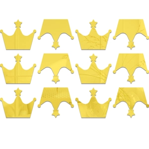 Lot de 12 autocollants muraux miroirs en acrylique doré en forme de couronne