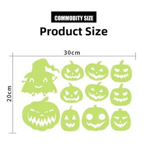 Guide des dimensions 30x20cm pour stickers muraux citrouille Halloween fluorescents